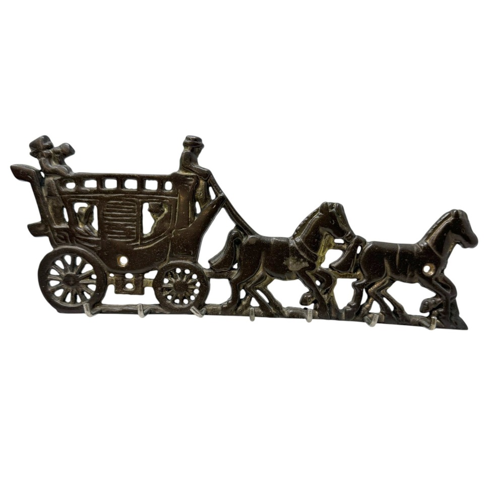 Stagecoach Horse Wall Key Rack Cast Iron Good Vintage Western